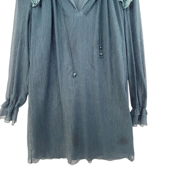 Kenzo Paris Women's Long Sleeve Mini Dress Teal Size 6 - Picture 3 of 12